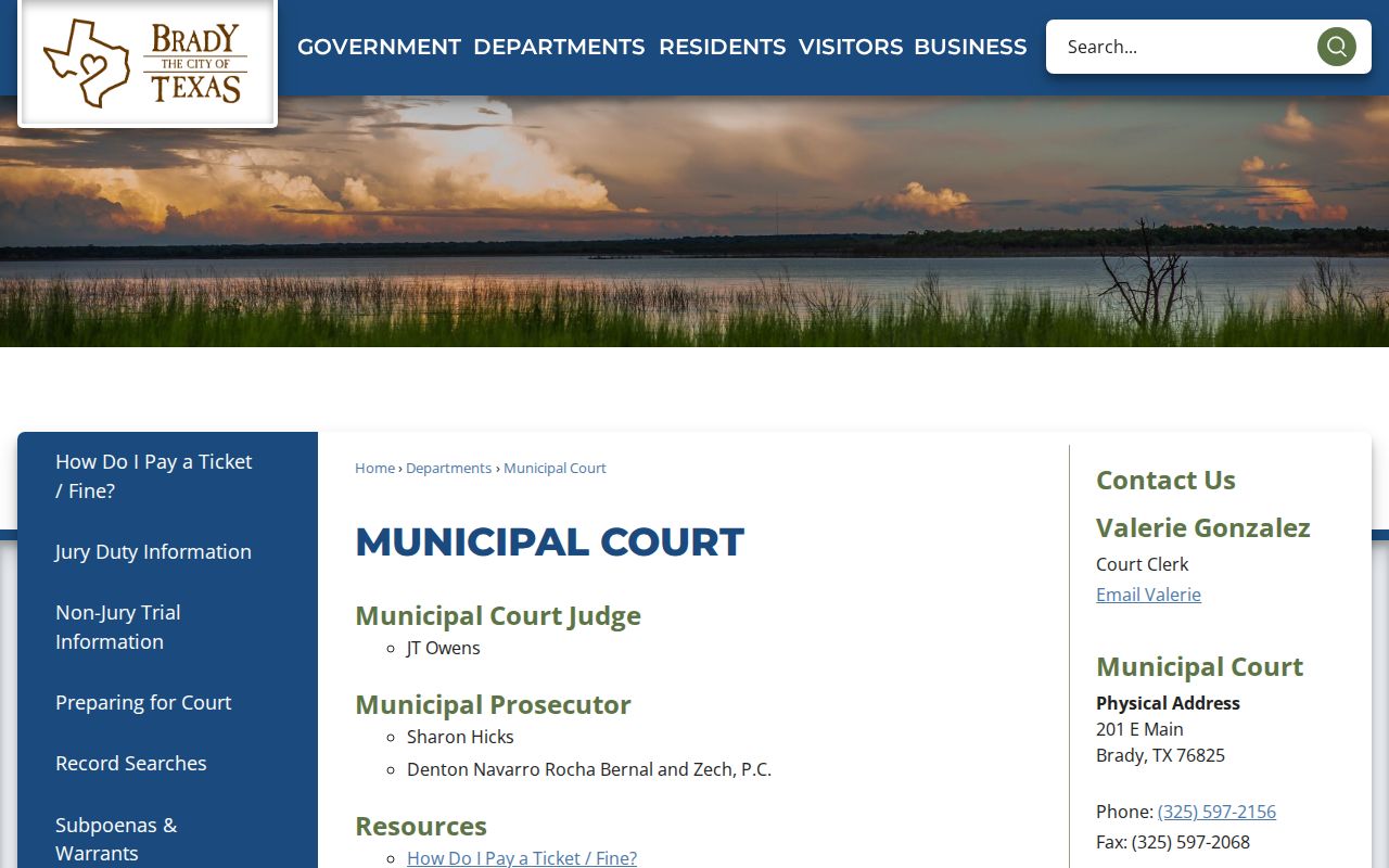 McCulloch County municipal court warrant Brady court page