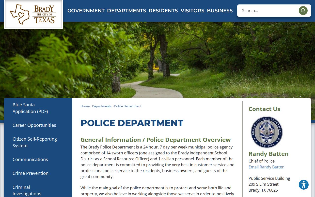 Brady warrant records police department public contact