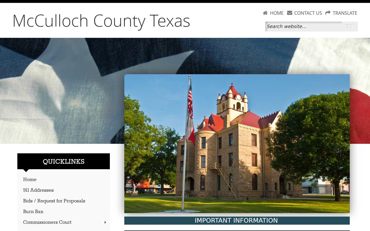 McCulloch County warrant records county courthouse homepage